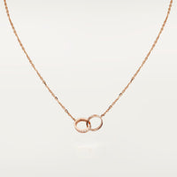 [Luxe Jewelry]LOVE DOUBLE RING HALF DIAMOND NECKLACE