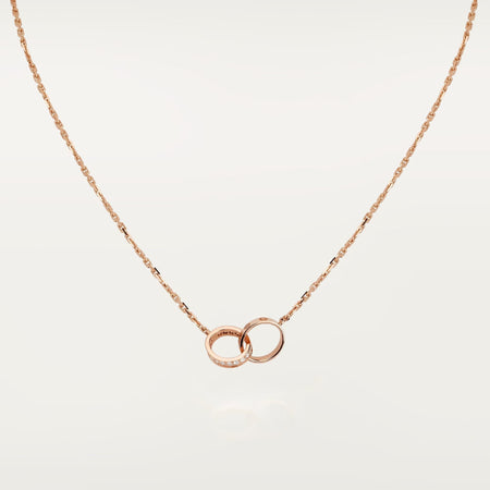 [Luxe Jewelry]LOVE DOUBLE RING HALF DIAMOND NECKLACE