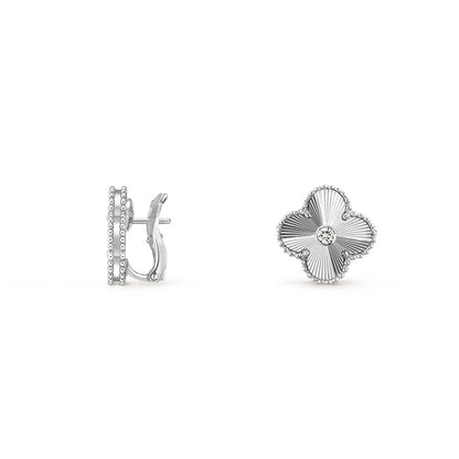 [LUXE NOBLE]CLOVER SILVER 15MM MOP DIAMOND EARRINGS COLLECTION