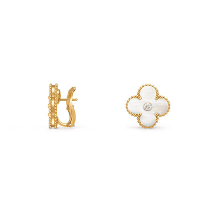 [LUXE NOBLE]CLOVER 15MM MOP DIAMOND EARRINGS COLLECTION