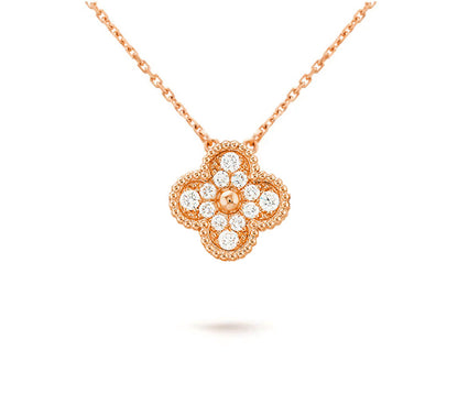 [LUXE NOBLE]CLOVER 15MM DIAMOND SINGLE FLOWER NECKLACE COLLECTION