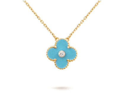 [LUXE NOBLE]CLOVER 15MM DIAMOND SINGLE FLOWER NECKLACE COLLECTION