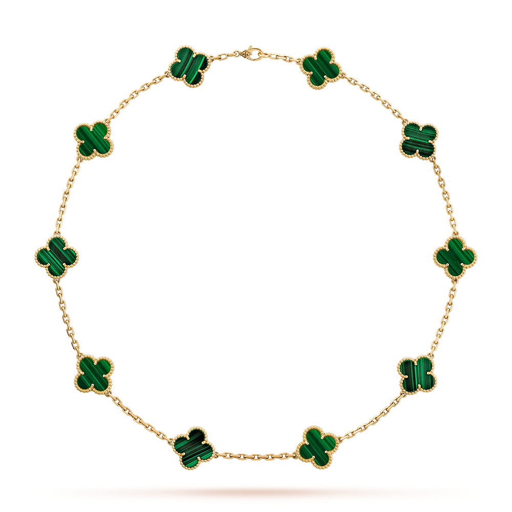 [LUXE NOBLE]CLOVER 10 MOTIFS MALACHITE NECKLACE