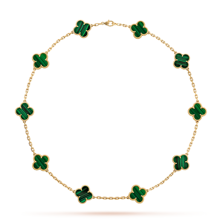 [LUXE NOBLE]CLOVER 10 MOTIFS MALACHITE NECKLACE