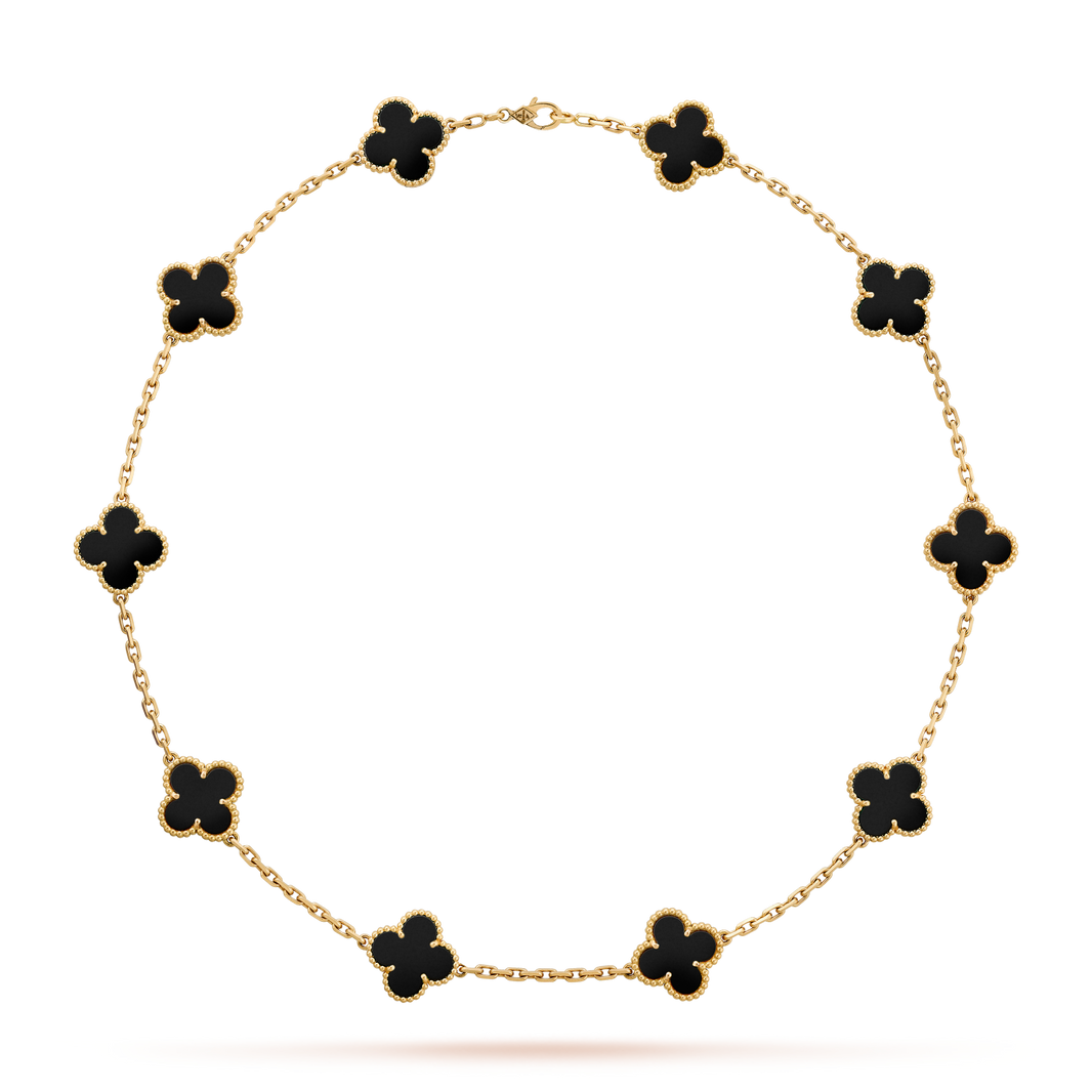 [LUXE NOBLE]CLOVER 10 MOTIFS ONYX NECKLACE