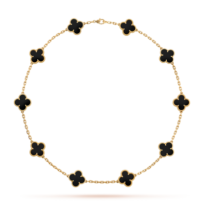 [LUXE NOBLE]CLOVER 10 MOTIFS ONYX NECKLACE