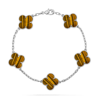 [LUXE NOBLE] CLOVER 5 MOTIFS TIGER EYE BRACELET COLLECTION