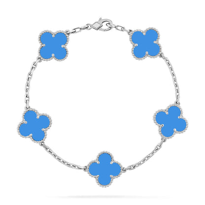 [LUXE NOBLE] CLOVER 5 MOTIF BLUE AGATE BRACELET COLLECTION