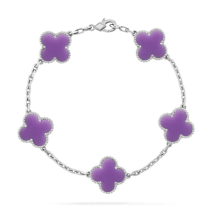 [LUXE NOBLE]CLOVER 5 MOTIF LIGHT PURPLE BRACELET COLLECTION