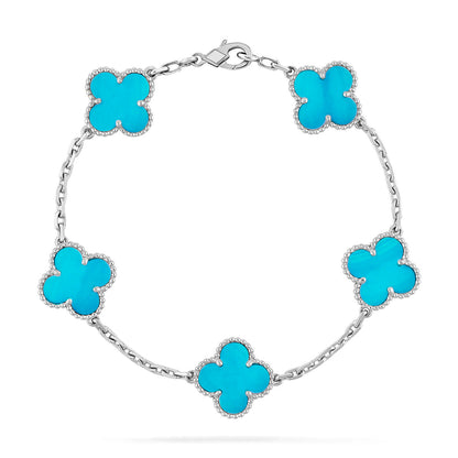 [LUXE NOBLE] CLOVER 5 MOTIF TURQUOISE BRACELET COLLECTION