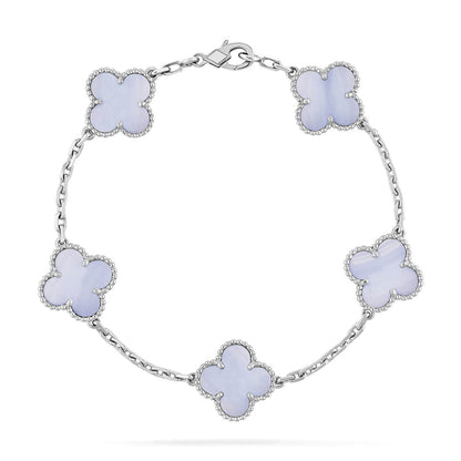[LUXE NOBLE] CLOVER 5 MOTIF PURPLE CHALCEDONY BRACELET COLLECTION