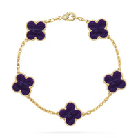 [LUXE NOBLE]CLOVER 5 MOTIF PURPLE STRIPES BRACELET COLLECTION