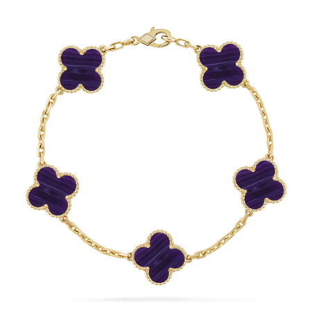 [LUXE NOBLE]CLOVER 5 MOTIF PURPLE STRIPES BRACELET COLLECTION
