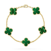 [LUXE NOBLE] CLOVER 5 MOTIF MALACHITE BRACELET COLLECTION