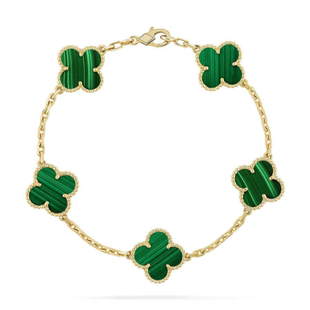 [LUXE NOBLE] CLOVER 5 MOTIF MALACHITE BRACELET COLLECTION
