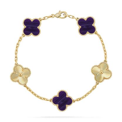 [LUXE NOBLE]CLOVER 5 MOTIF PURPLE STRIPES BRACELET COLLECTION