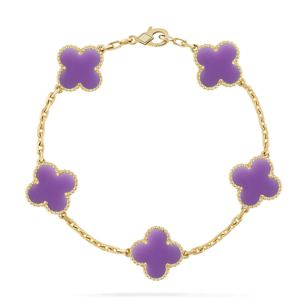 [LUXE NOBLE]CLOVER 5 MOTIF LIGHT PURPLE BRACELET COLLECTION