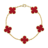 [LUXE NOBLE] CLOVER 5 MOTIF RED CORNELIAN BRACELET COLLECTION