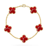 [LUXE NOBLE]CLOVER 5 MOTIF RED PATTERN BRACELET COLLECTION