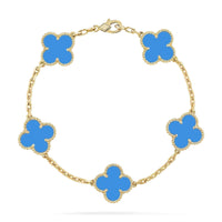 [LUXE NOBLE] CLOVER 5 MOTIF BLUE AGATE BRACELET COLLECTION