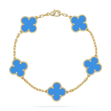 [LUXE NOBLE] CLOVER 5 MOTIF BLUE AGATE BRACELET COLLECTION