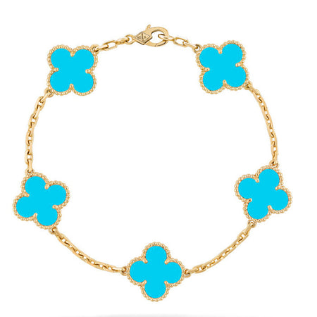 [LUXE NOBLE] CLOVER 5 MOTIF TURQUOISE BRACELET COLLECTION