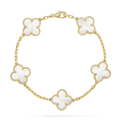 [LUXE NOBLE]CLOVER WHITE PEARL MOP 5 MOTIF BRACELET COLLECTION