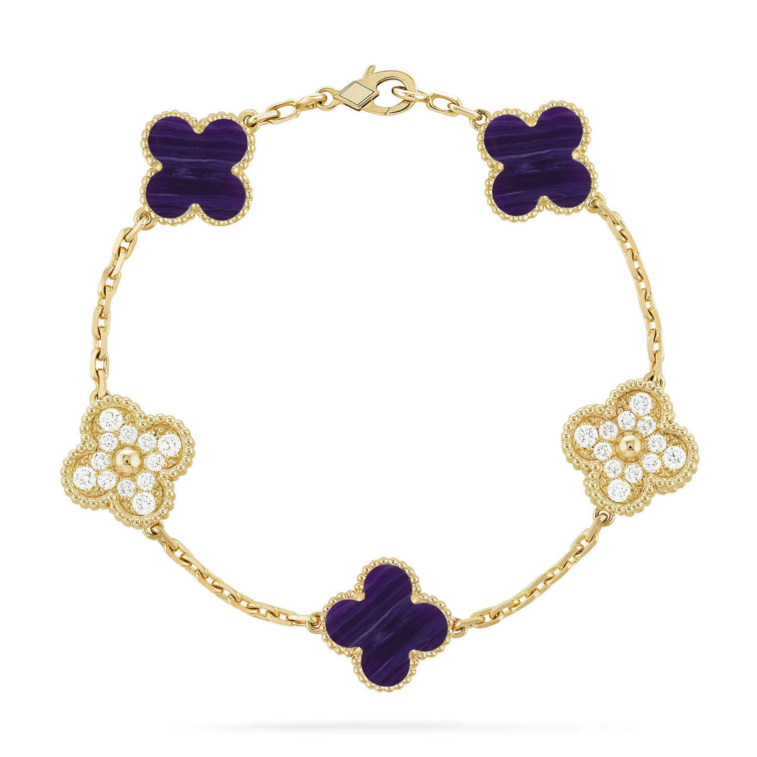 [LUXE NOBLE]CLOVER 5 MOTIF PURPLE STRIPES BRACELET COLLECTION