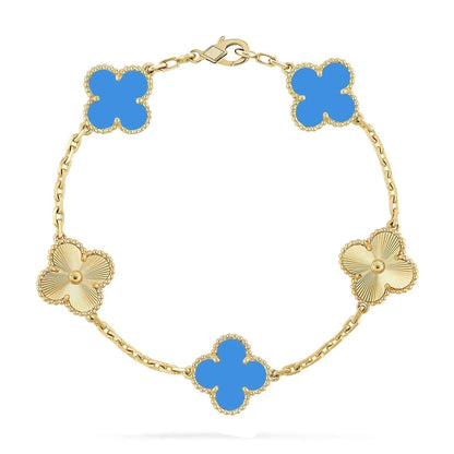 [LUXE NOBLE] CLOVER 5 MOTIF BLUE AGATE BRACELET COLLECTION