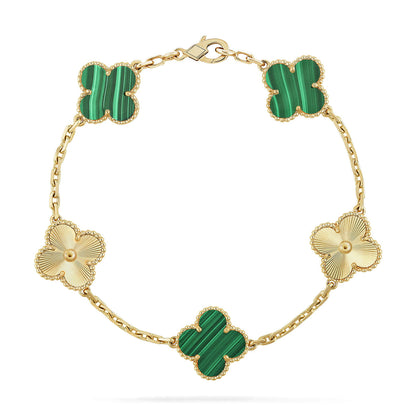 [LUXE NOBLE] CLOVER 5 MOTIF MALACHITE BRACELET COLLECTION