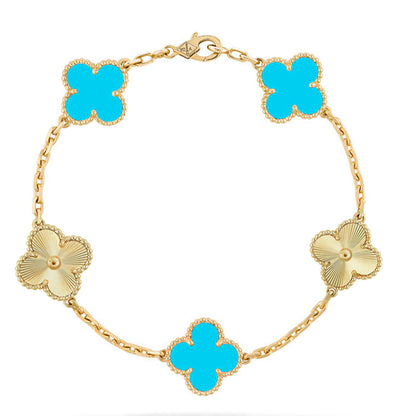 [LUXE NOBLE] CLOVER 5 MOTIF TURQUOISE BRACELET COLLECTION