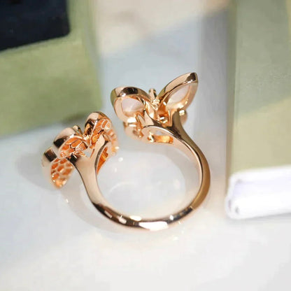 [LUXE NOBLE]TWIN BUTTERFLY DIAMOND MOP RING