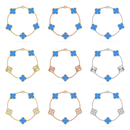 [LUXE NOBLE] CLOVER 5 MOTIF BLUE AGATE BRACELET COLLECTION