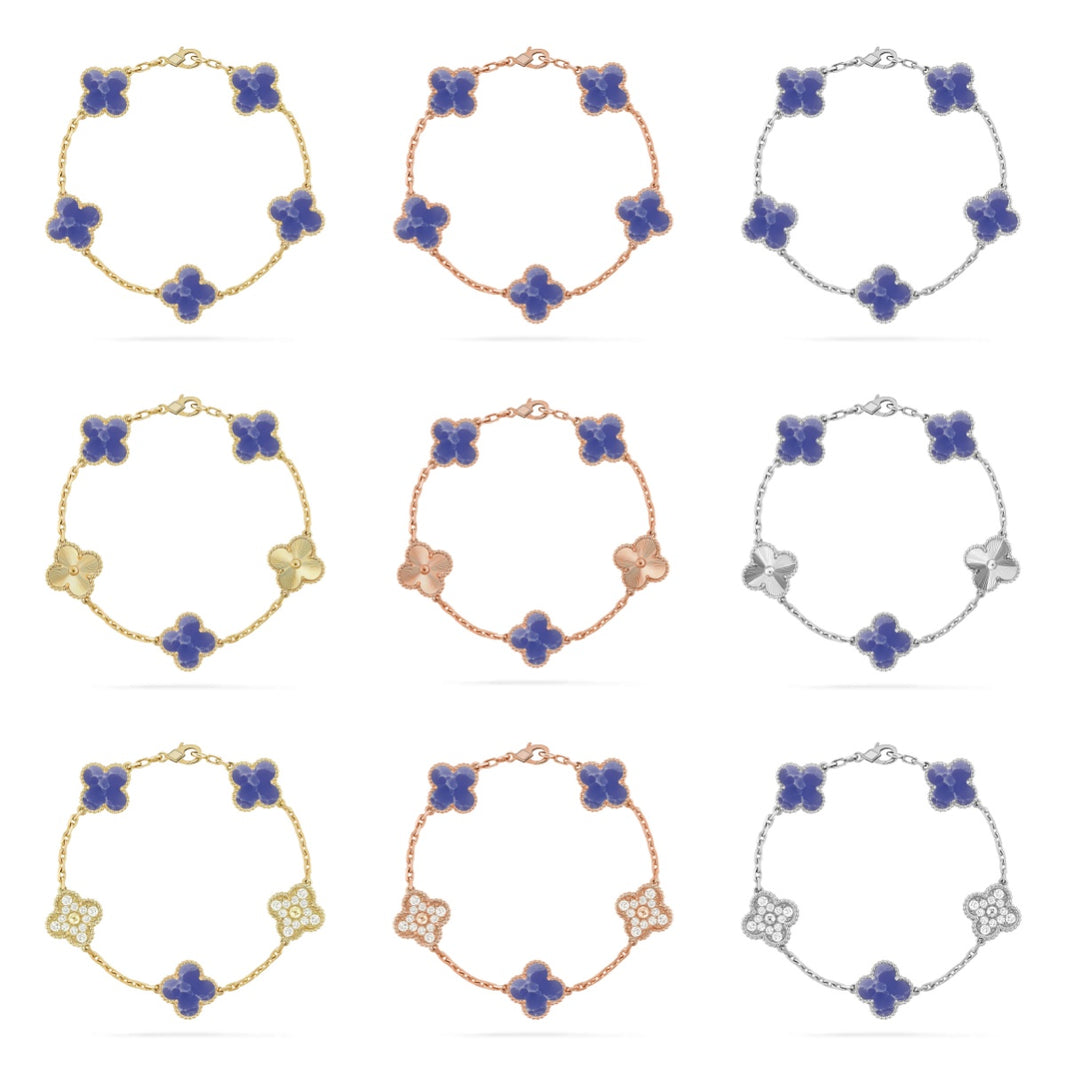 [LUXE NOBLE]CLOVER 5 MOTIF BLUE VEINS BRACELET COLLECTION