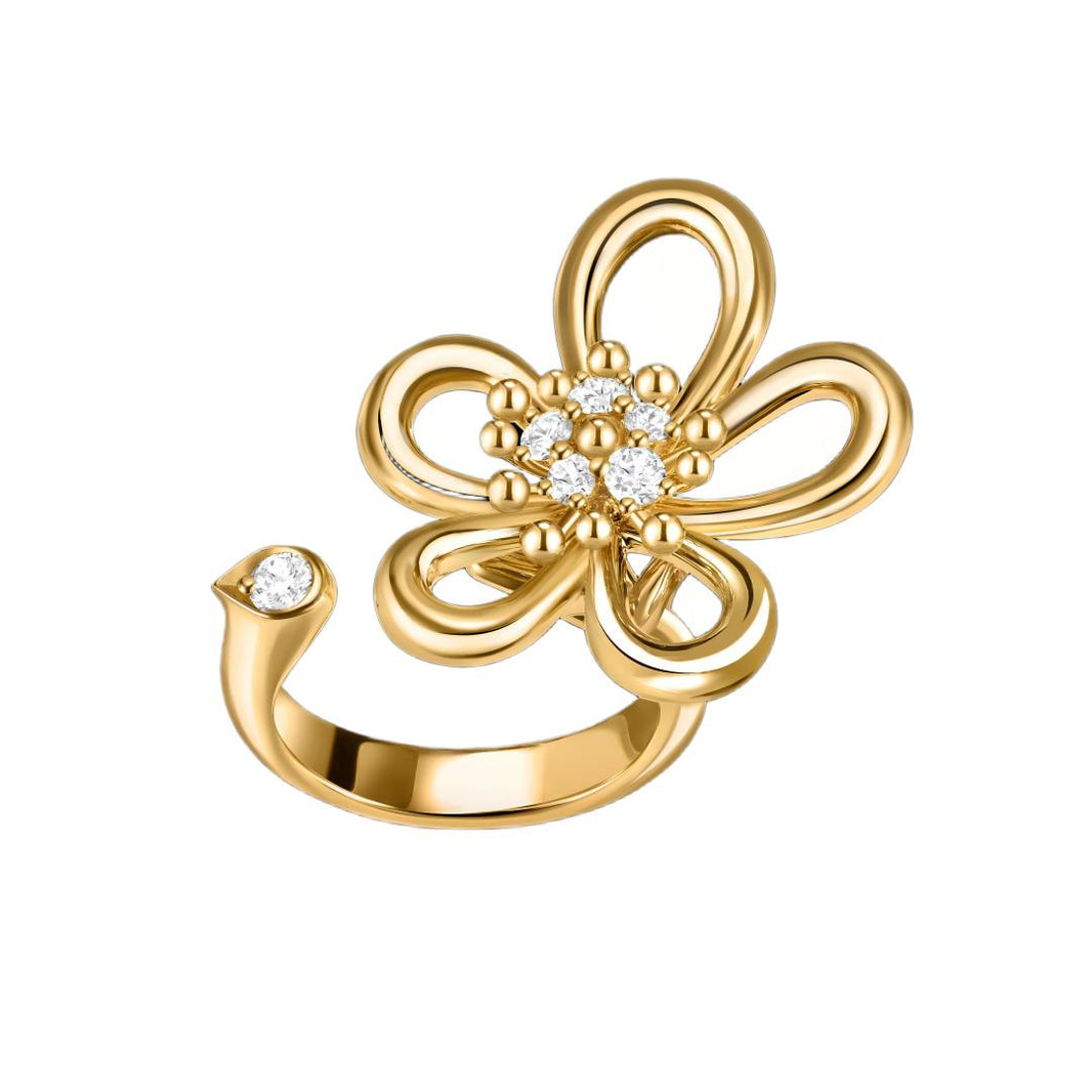[Luxe JURI]  FLOWERLACE OPEN RING 5 DIAMONDS
