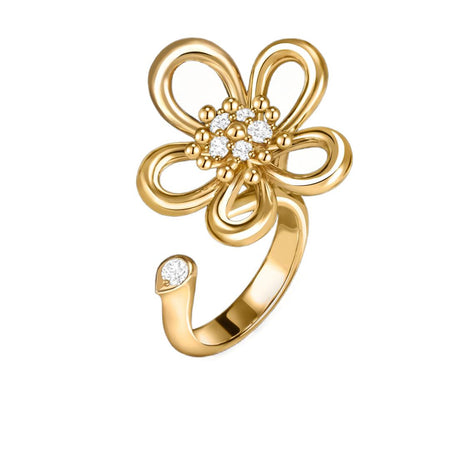 [Luxe JURI]  FLOWERLACE OPEN RING 5 DIAMONDS