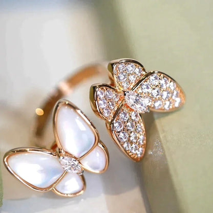 [LUXE NOBLE]TWIN BUTTERFLY DIAMOND MOP RING