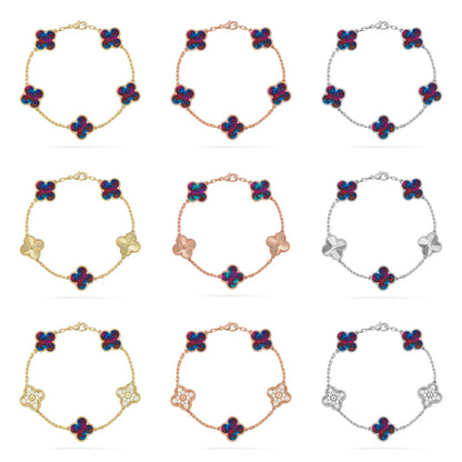 [LUXE NOBLE]CLOVER 5 MOTIF COLOR GEMSTONES BRACELET COLLECTION