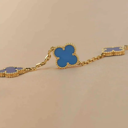 [LUXE NOBLE] CLOVER 5 MOTIF BLUE AGATE BRACELET COLLECTION