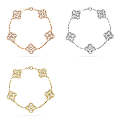 [LUXE NOBLE] CLOVER 5 MOTIF FULL DIAMOND BRACELET COLLECTION