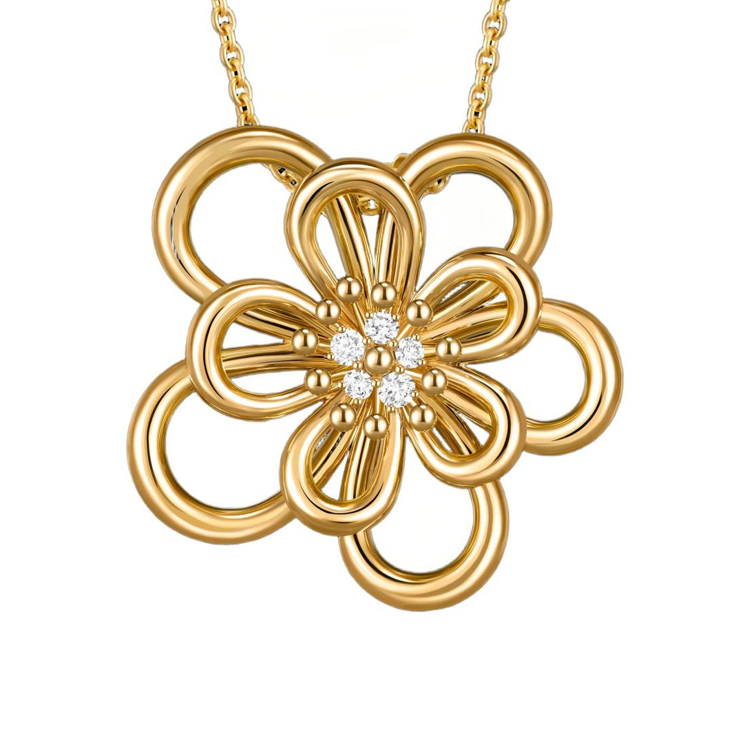 [Luxe JURI]FLOWERLACE NECKLACE 5 DIAMONDS
