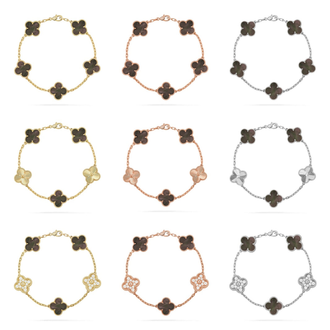 [LUXE NOBLE] CLOVER 5 MOTIF GRAY MOP BRACELET COLLECTION