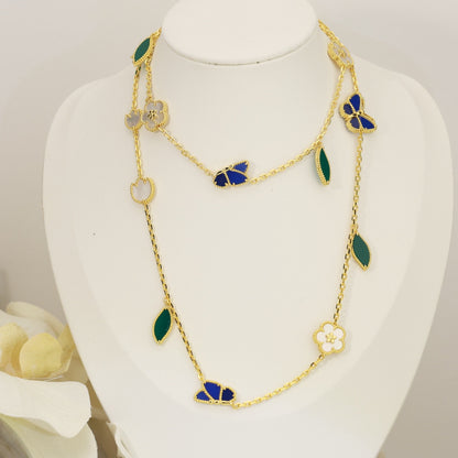 [LUXE NOBLE]LUCKY SPRING BUTTERFLY 15 FLOWER NECKLACE