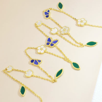 [LUXE NOBLE]LUCKY SPRING BUTTERFLY 15 FLOWER NECKLACE
