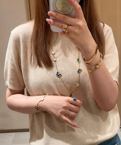 [LUXE NOBLE]LUCKY SPRING BUTTERFLY 15 FLOWER NECKLACE