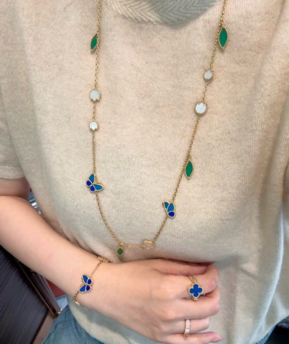 [LUXE NOBLE]LUCKY SPRING BUTTERFLY 15 FLOWER NECKLACE
