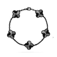 [LUXE NOBLE]CLOVER 5 MOTIF BLACK BRACELET