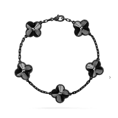[LUXE NOBLE]CLOVER 5 MOTIF BLACK BRACELET
