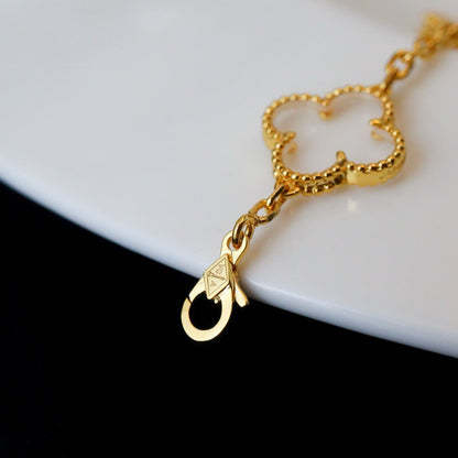 [LUXE NOBLE]CLOVER 5 MOTIF ROCK CRYSTAL BRACELET