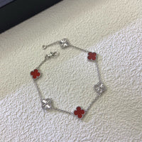 [LUXE NOBLE]CLOVER 6 MOTIF RED AGATE LASER BRACELET